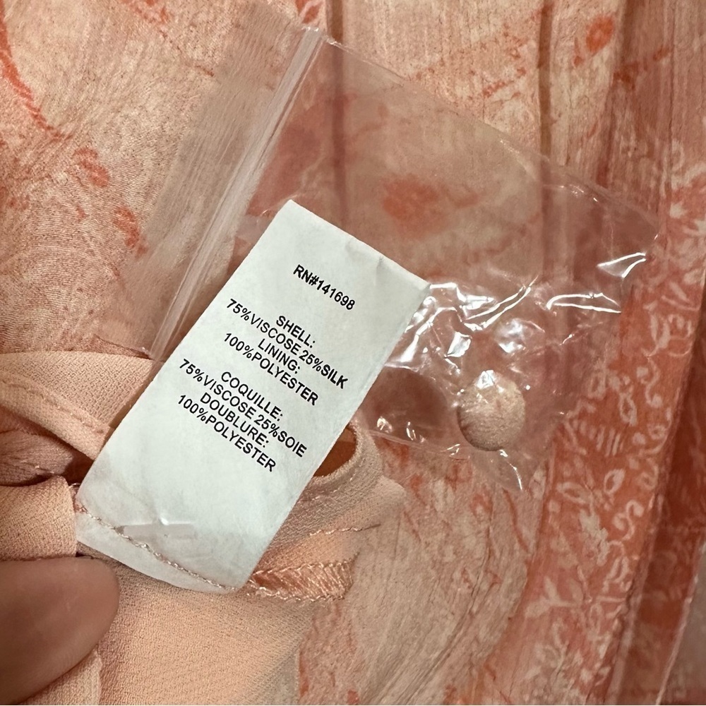 NWT Ramy Brook Printed Poppy Peach Maxi Dress Silk Blend Small - Picture 11 of 11